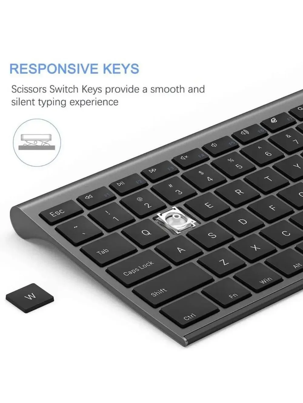 Vssoplor Wireless Keyboard & Mouse Combo Dark Gray Full Size - New in Box!